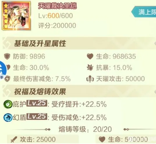 上古王冠天耀祝福幻盾减伤属性